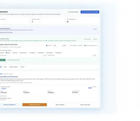 Decision record with owners, approvers, and status