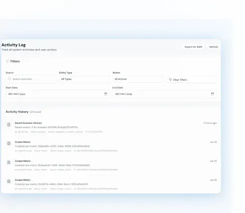 Decision activity log with timestamped actions