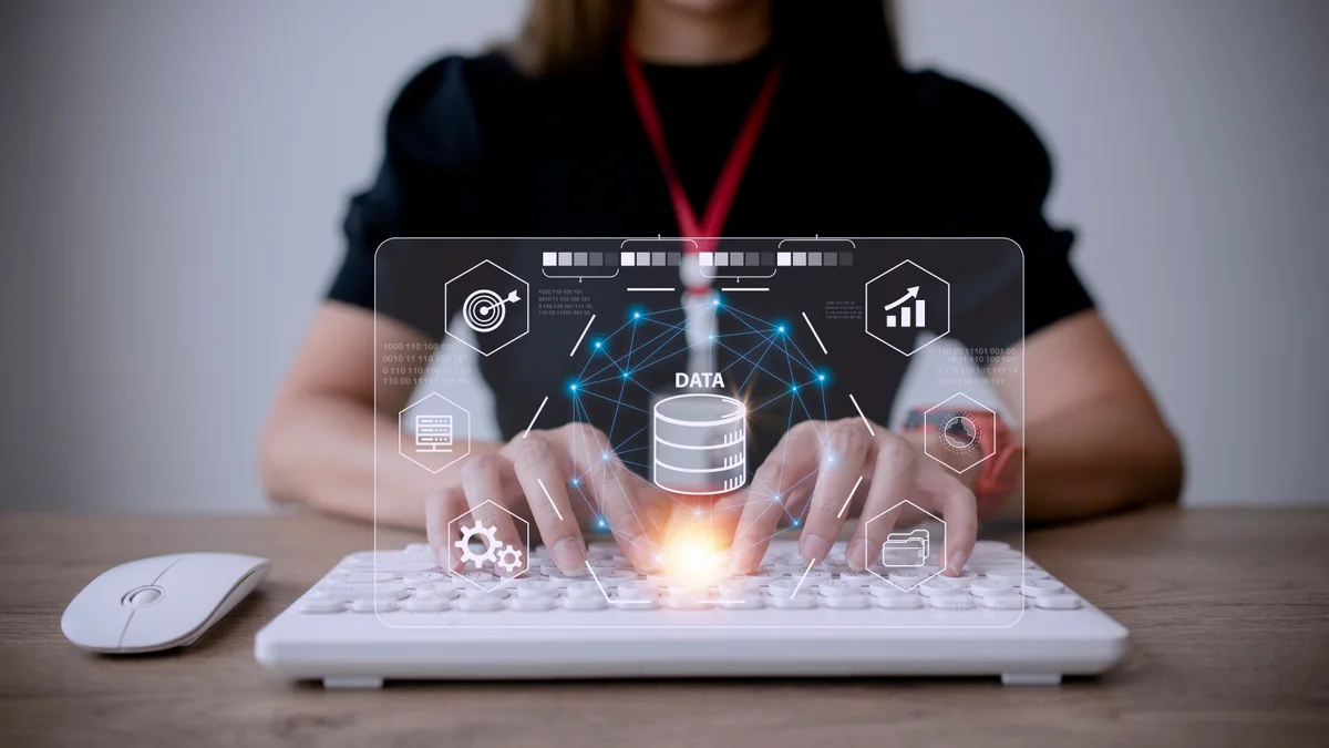 Analyst working with a visual data interface