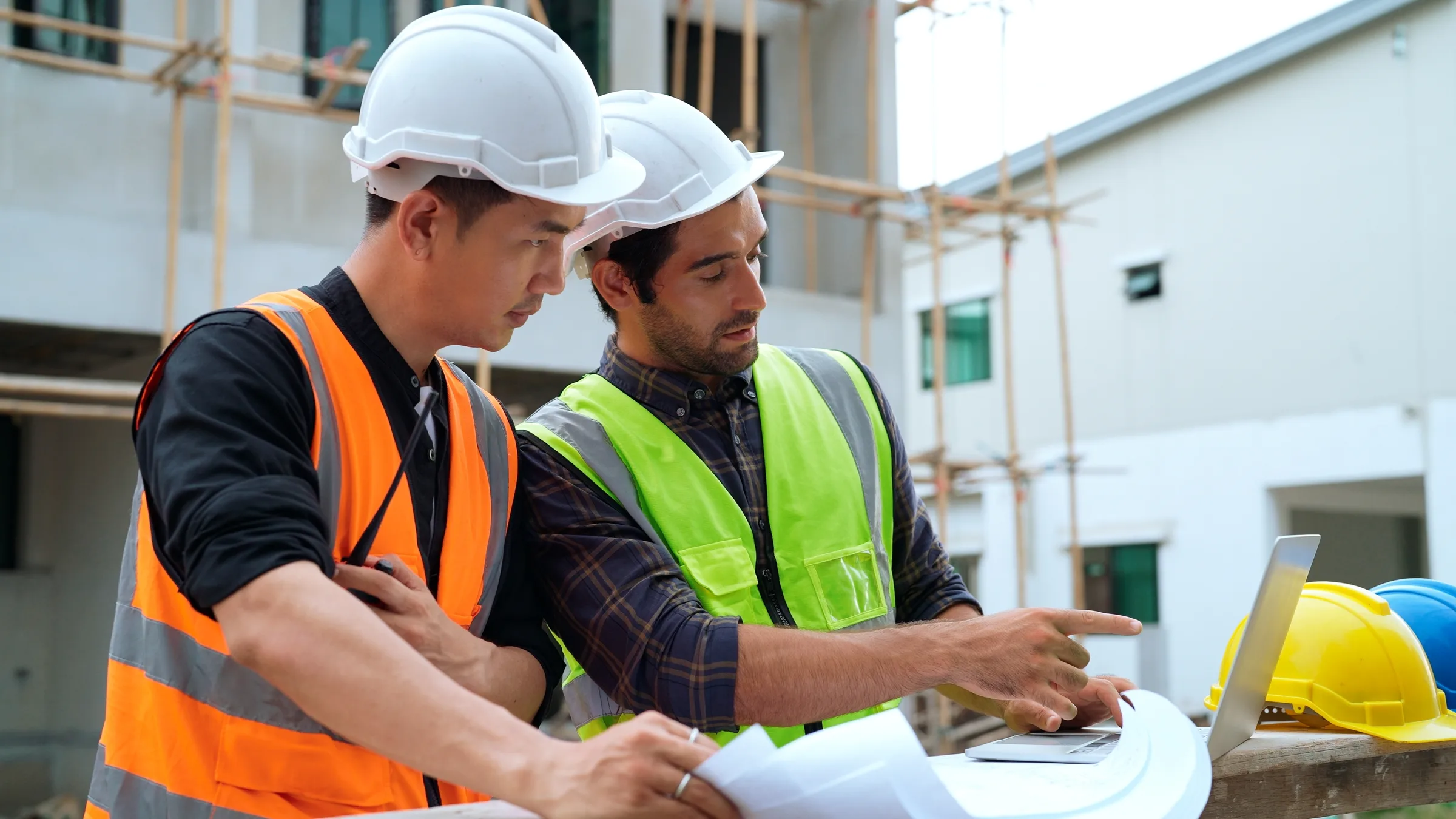 Operations team reviewing data together on site